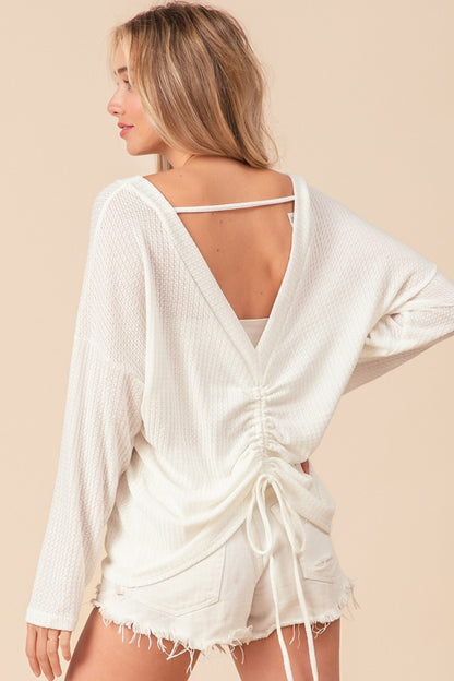 BiBi Waffled Backless Drawstring T-Shirt