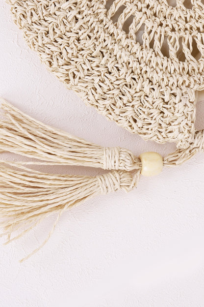 Tassel Straw Braided Strap Shoulder Bag