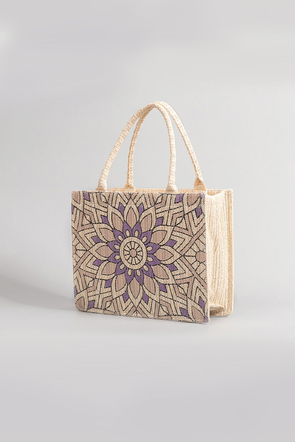 Flower Straw Weave Tote Bag