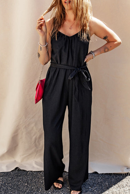 Tied V-Neck Spaghetti Strap Jumpsuit