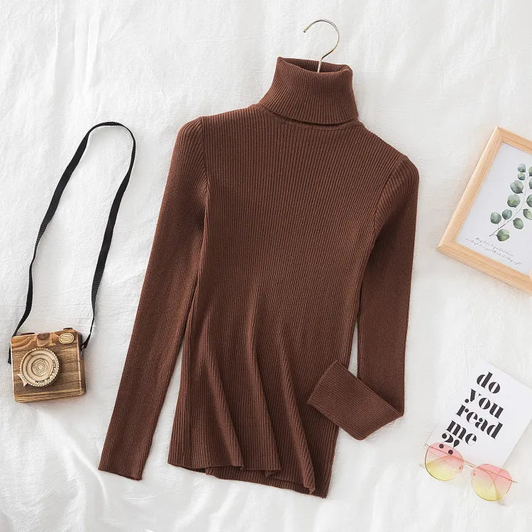 Casual Knitted Turtleneck Sweater (Brick Red)