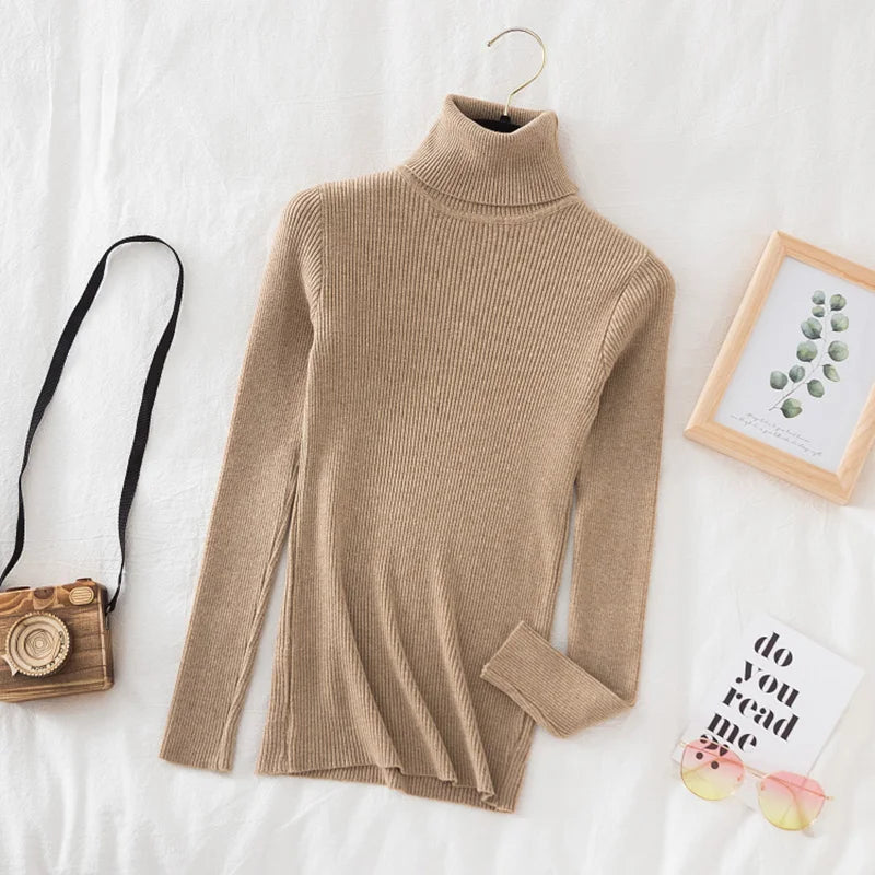 Casual Knitted Turtleneck Sweater (Brick Red)