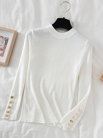 Button-Sleeve Sweater (Caramel)