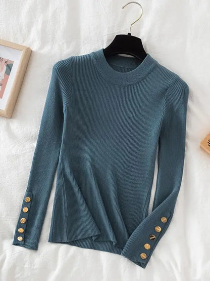 Button-Sleeve Sweater (Khaki)