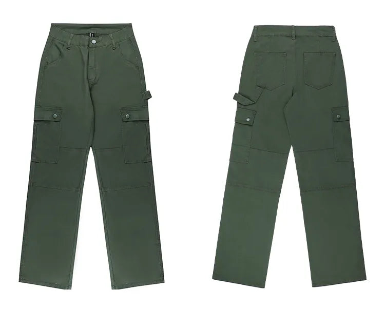 Straight Leg Cargo Trousers (Green)