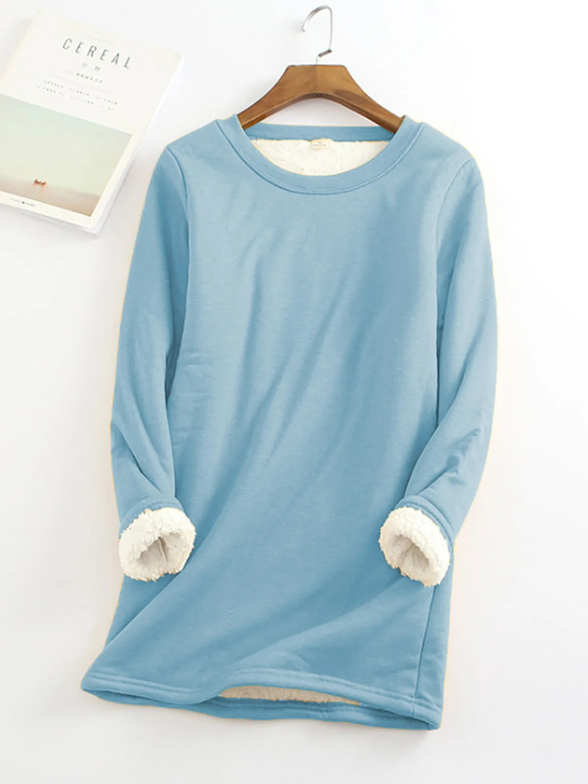 Thick Fleece Overcoat Blouse (Blue)