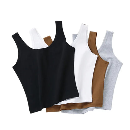 Solid Crop Tank Top (Brown)