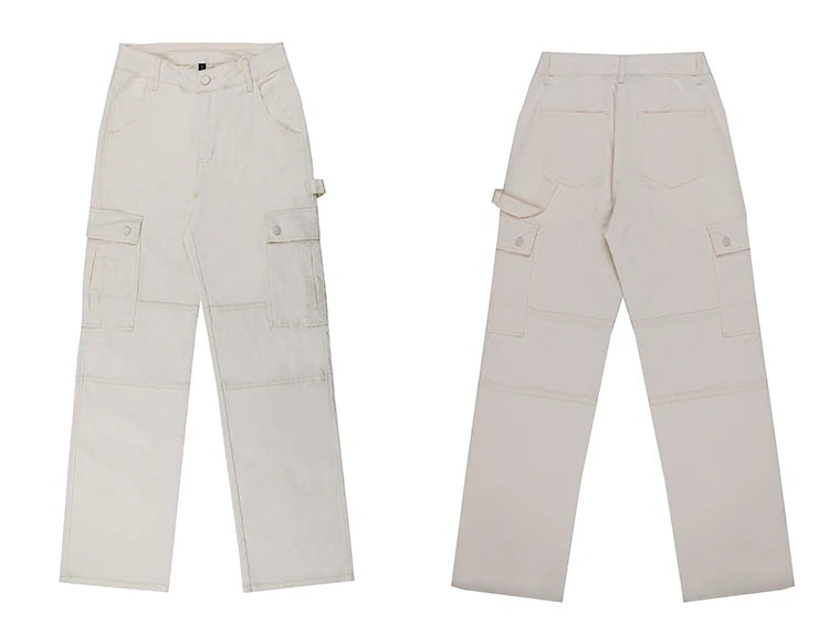 Straight Leg Cargo Trousers (Ivory)