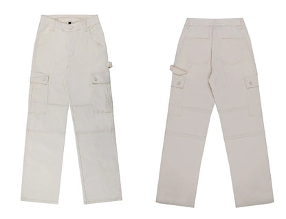 Straight Leg Cargo Trousers (Ivory)