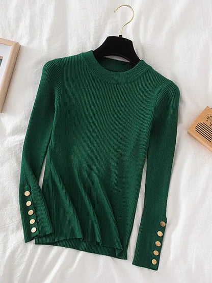 Button-Sleeve Sweater (Khaki)