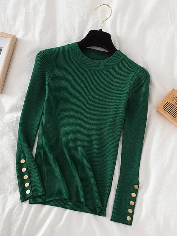 Button-Sleeve Sweater (Caramel)