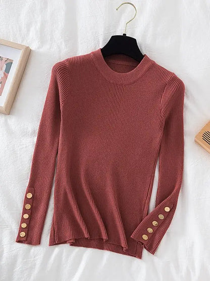 Button-Sleeve Sweater (Khaki)