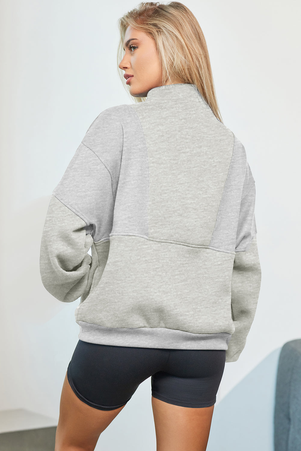 Half Zip Dropped Shoulder Sweatshirt