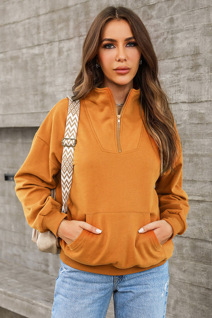 Quarter Zip Dropped Shoulder Sweatshirt