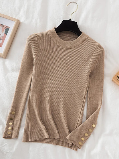 Button-Sleeve Sweater (Khaki)