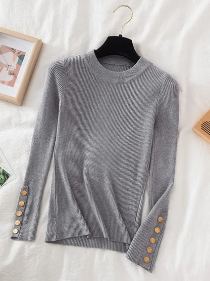 Button-Sleeve Sweater (Khaki)