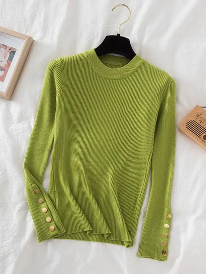 Button-Sleeve Sweater (Blue)