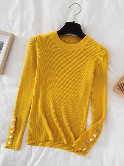 Button-Sleeve Sweater (Caramel)