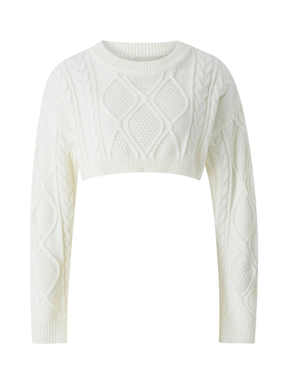 Short Crop Knitted Sweater (White)