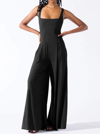 Square Neck Wide Strap Jumpsuit