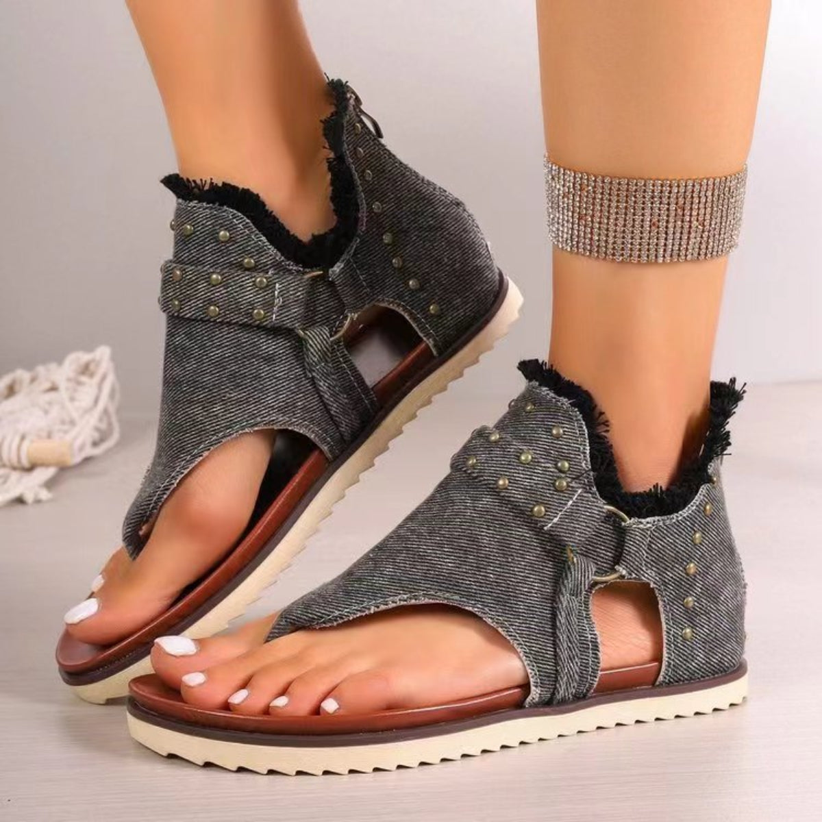 Denim Custom Flat Sandals